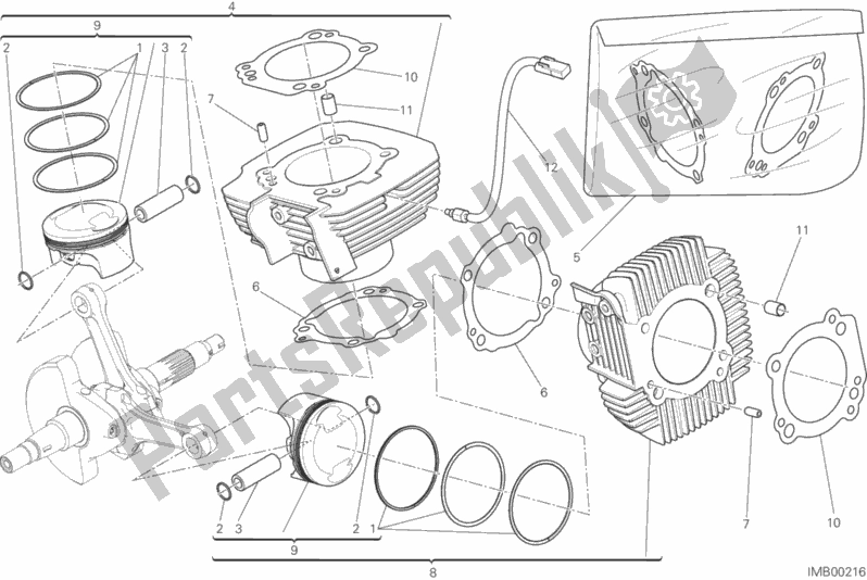 Alle onderdelen voor de Cilinders - Zuigers van de Ducati Scrambler Flat Track Thailand USA 803 2016